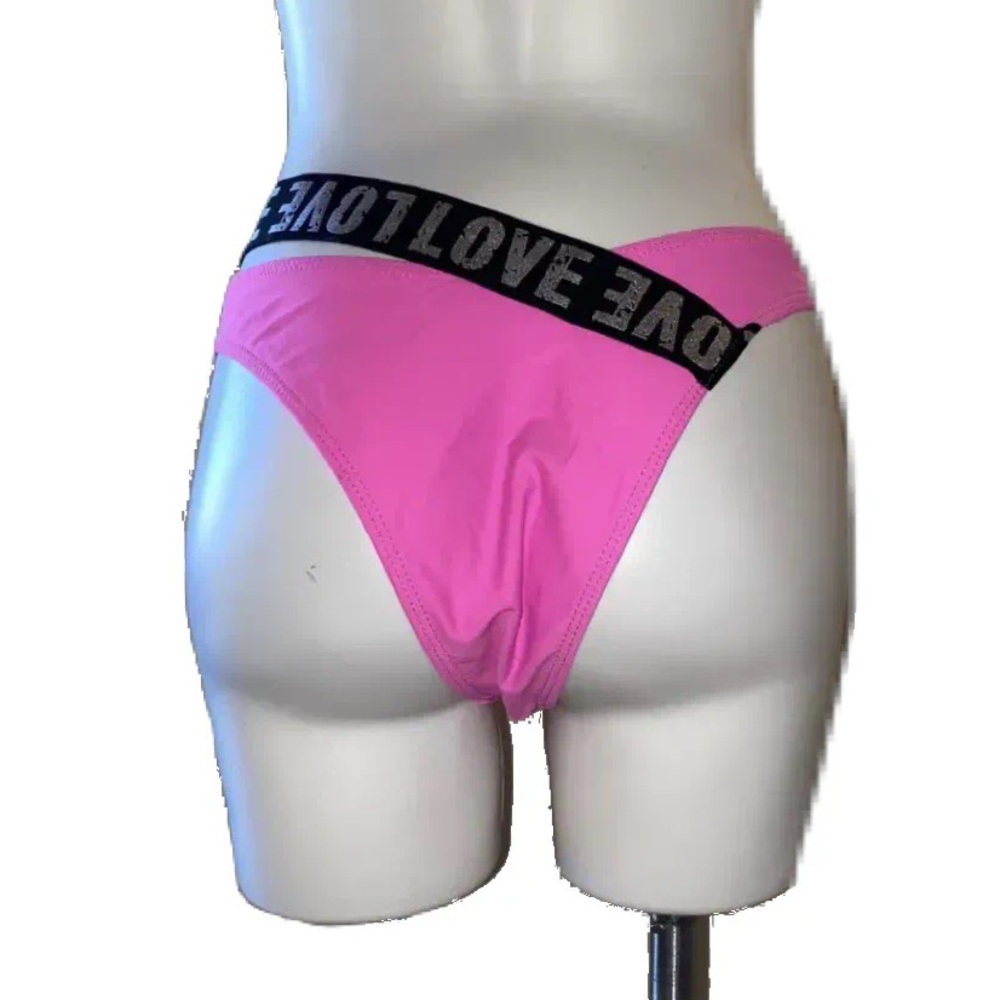 Love 💕 elastic bands hot pink bikini bottoms NWOT
